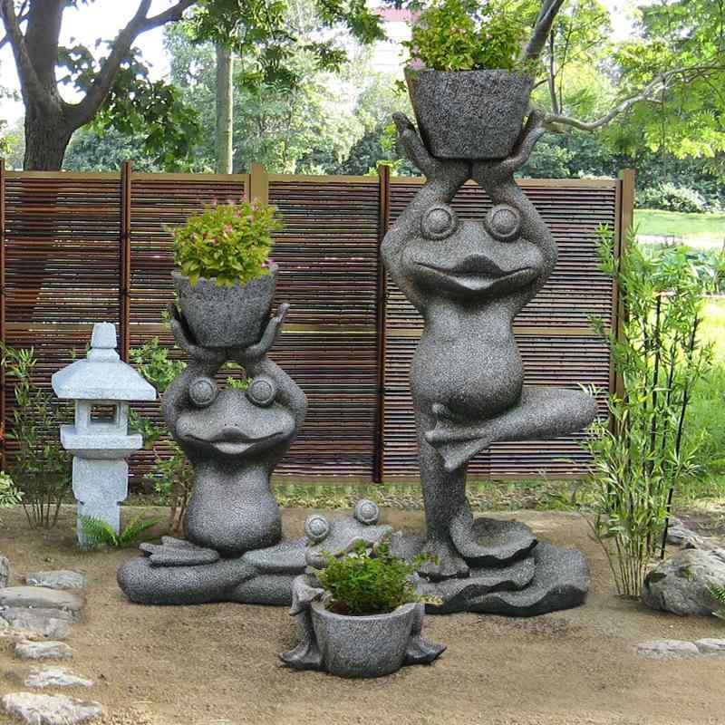 運動場 飾りつけ 愛くるしい 蛙 花鉢 毛の荒物 像 室外 かざり付ける 見晴らし ラッキーアイテム 庭園 飾りつけ