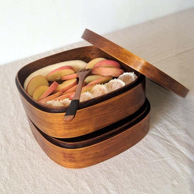 弁当箱 木製 多層 仕切り付き 天然木 和風デザイン 寿司用 ピクニック用 ランチボックス 通勤 通学 日常使い アウトドア ホテル食器