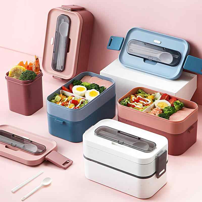 弁当箱 陰電子領域相応う 二層分格 通い用 持っていく夕御飯ボックス席 耐久性 助けになる 食器仕掛ける 大人用弁当箱-キッチン用品・食器・調理器具-弁当箱・弁当袋