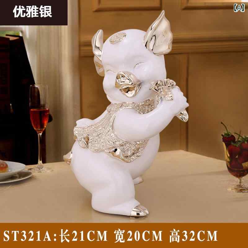 猪 置物 十二支 欧風 高級感 工芸品 カップル向け 家庭用 インテリア 飾り物 リビングルーム 玄関 寝室 ベッドサイドテーブル