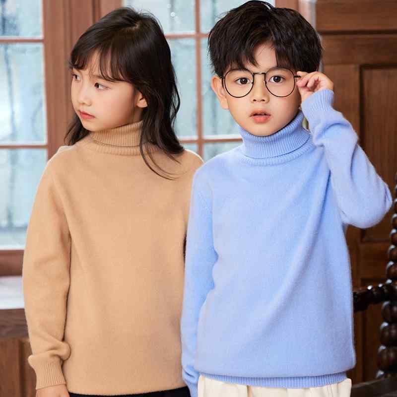 キッズ ニットセーター 男の子 女の子 ハイネック 無地 薄手 保温 ウール カシミア トップス インナー 柔らかい 普段使い
