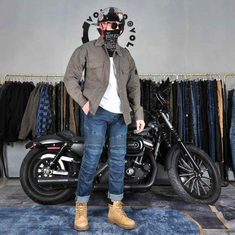 バイクジャケット メンズ 長袖 通年対応 防風 転倒プロテクター カジュアル レトロ デザイン ライディングウェア アウトドア 普段使い 伸縮性 素材