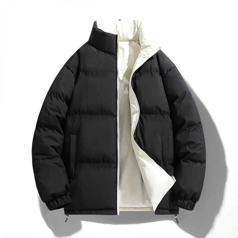 メンズ 秋冬 厚手 保暖 ダウン コットン ジャケット リバーシブル スタンドカラー ベーシック パン型 アウター 保温 暖か 通勤 普段使い