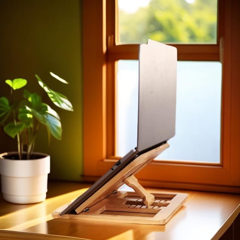 デスクスタンド ノートパソコン用 タブレット対応 折りたたみ式 実木 松木素材 散熱機能 ポータブル 立式支架 デスクトップホルダー 軽量 コンパクト 木製ラック 通勤持ち運び 作業効率向上 角度調整可能 耐久性 自然木目 シンプルデザイン