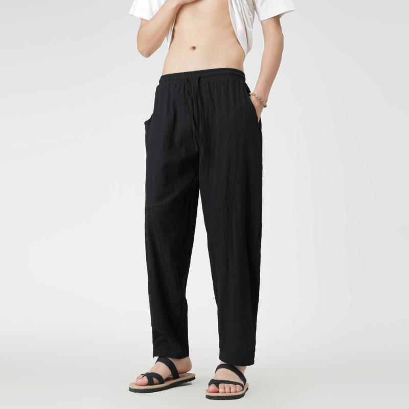 パンツ メンズ 夏 綿麻 ゆったり ストレート シンプル カジュアル ティーン 向け 通勤 普段使い 軽量 吸湿速乾 再生繊維 ミックス ベーシック スタイル