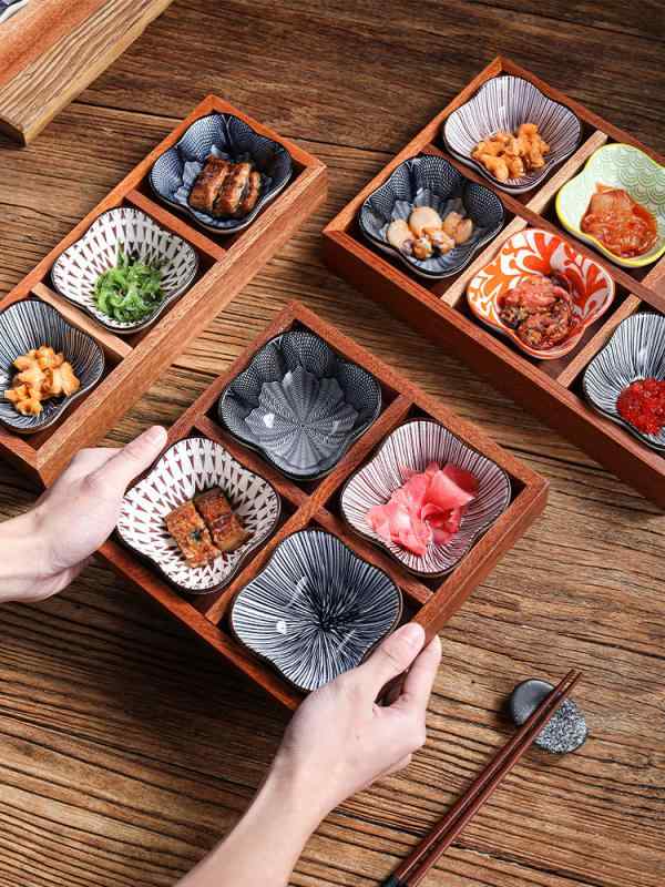 木製 間仕切り付き添い人 御盆 九宮格 火鍋用 焼肉 副菜 果物 御菓子 盛り合わせ 皿 生まれながら木 昼ご飯 食器 早見表御召しもの