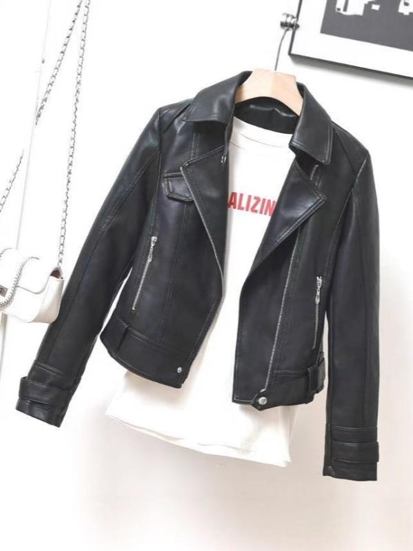 レザージャケット 女性用 秋冬 スリムフィット アウター 欧米スタイル 大きめサイズ スタイリッシュ コート