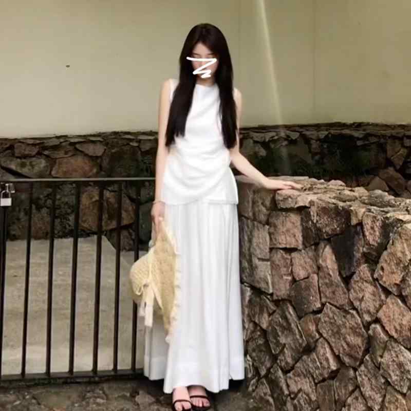 レディース 春夏 白 無袖 ロング衣装 仕掛ける 窈窕たる かっこ良い 軽さ 吸湿速乾 普段使い走り 通い デイリー 日用品雑貨・文房具・手芸-その他