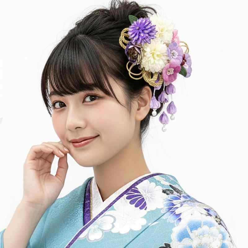髪飾り 2点セット 振袖 成人式 wk-077 つまみ細工 花