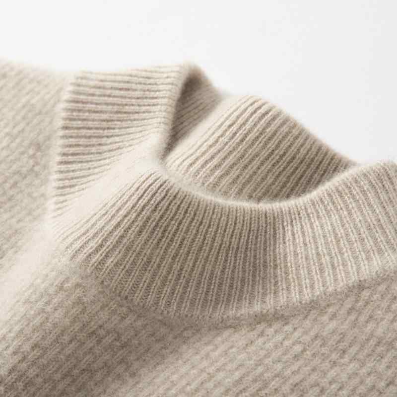 秋冬 メンズ カシミヤ ニットセーター ハーフタートルネック 単色 粒状ジャカード 厚手 カジュアル 暖か 柔らかい レイヤード インナー 普段使い|日用雑貨 RISE店