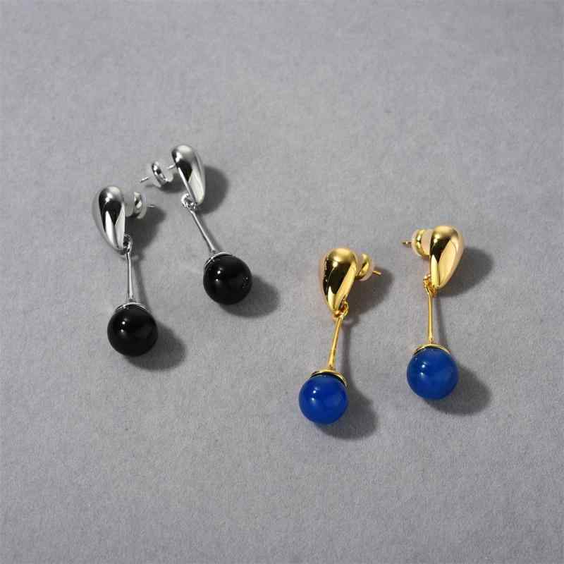 レディース イヤリング ロング 天然石 フリンジ ブラックオニキス シンプル 高級感 ドロップ アクセサリー スタイリッシュ コーディネート ミニマル デザイン 女性用 耳飾り|日用雑貨 RISE店