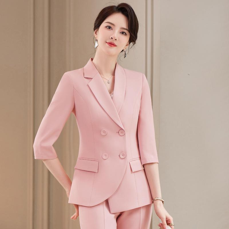 レディース 春夏 アシンメトリー スーツ セット ジャケット 職業服 通勤用 ビジネス ウェア オフィス スタイル