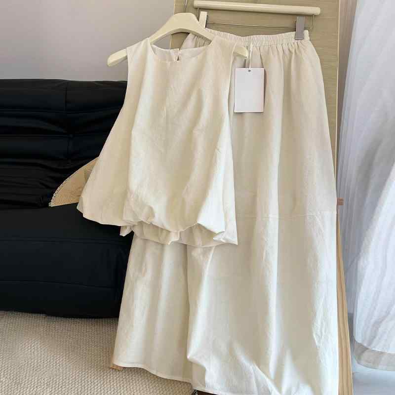 ワンピース 女の子用 無袖 白 ロング 夏用 気質 上品 軽やか 涼しい 接触冷感 かわいい デザイン シンプル エレガント 日常使い