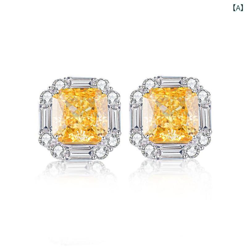 ピアス レディース 925 シルバー イエロー ジルコニア 満載 スタッド きらめき カット 宝石 アクセサリー 輝き デザイン 日常使い 軽量 華奢 シンプル ジュエリー｜日用雑貨　RISE店