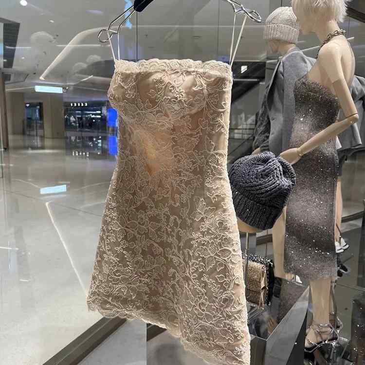 レディース レース刺繍 ストラップレス ワンピース 高級感 魅惑的 大気 ウエストシェイプ スリム効果 エレガント ドレス 軽やか スタイル 女性用 フォーマル トップス 切り替え |日用雑貨 RISE店