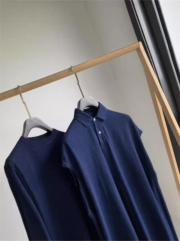 レディース 短袖 ポロシャツ 鮮やか ブルー 染め Tシャツ カジュアル トップス コットン 素材 軽量 伸縮性 普段使い シンプル デザイン Vネック スタイリッシュ シルエット|日用雑貨 RISE店