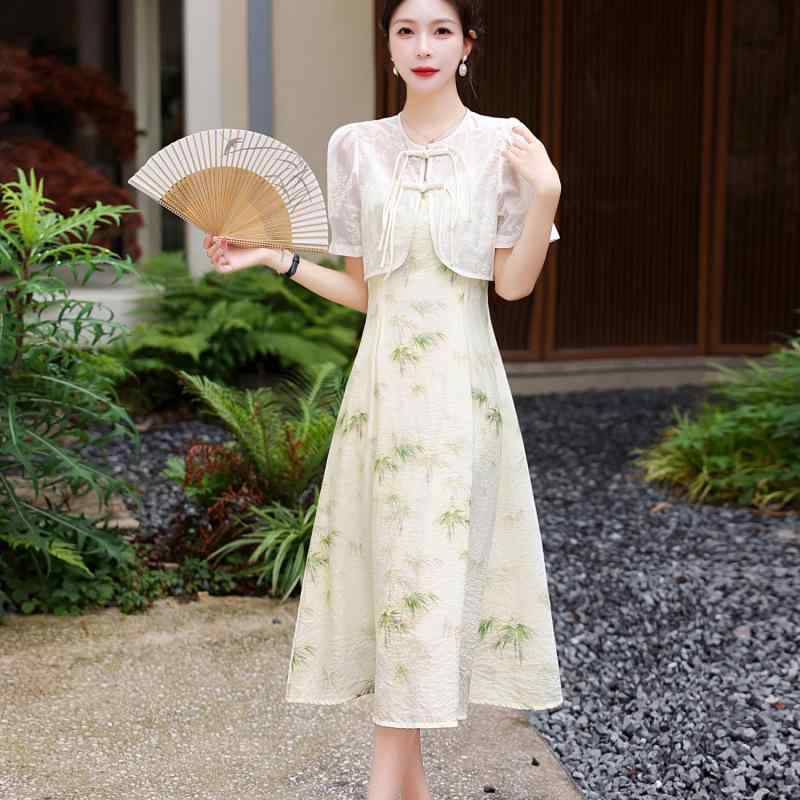 ワンピース レディース チャイナドレス風 シルク調 上品 きれいめ 大人女子 エレガント 涼やか 夏物 サマー 清楚系 フェミニン ガーリー おしゃれ かわいい 着痩せ効果 体型カバー 細見え効果 お腹周りカバー 二の腕カバー Lサイズ以上対応 ゆったり|日用雑貨 RISE店