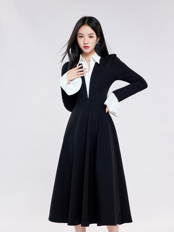 衣装 レディース 瀬戸ものお召しもの風 うつり変わり 黒いこと系 長袖 秋服 御前上等感 雅びやか 雅びやか レトロ 古典派音楽 女子らしい ガーリー 心地よい ゆったり 体型押しかぶせる 取り合わせ押しかぶせる 細押し出し 土手っ腹あたり近所 二の腕押しかぶせる 気が大きい大きさ 大きめ 大きさ 普段