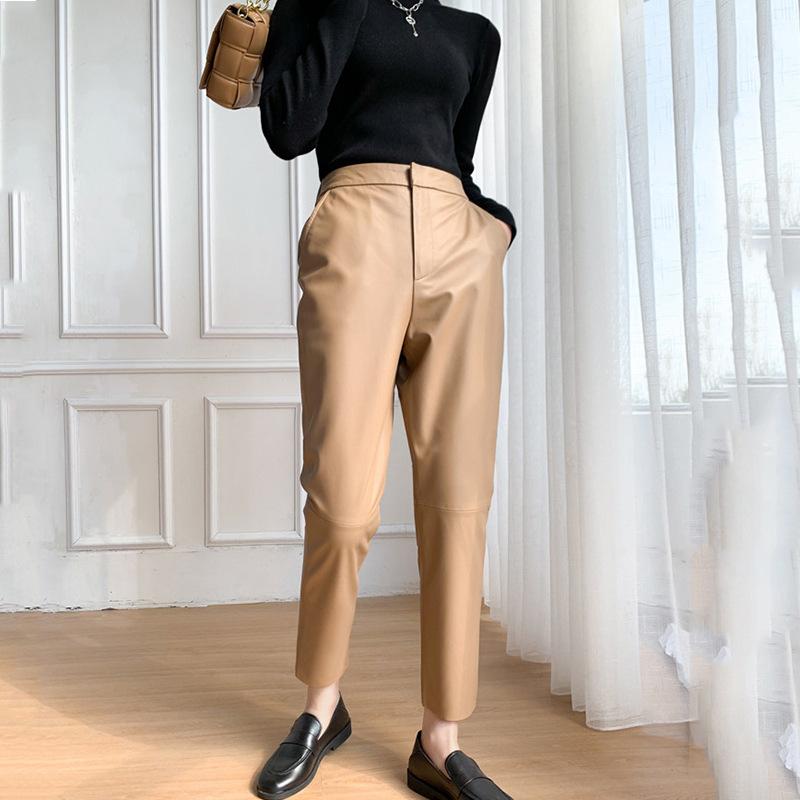 ワンピース レディース 秋冬 フェイクレザー ラムスキン パンツ パンツ クロップドパンツ ゆったり 体型カバー 細見え カジュアル おしゃれ ファッション |日用雑貨 RISE店