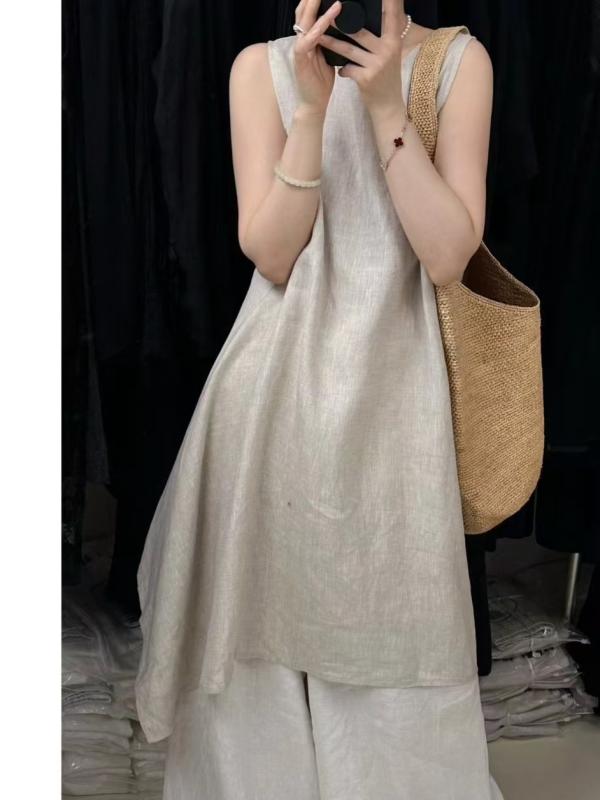 衣装 レディース 夏服 リネン風 ノースリーブ A伝達ルート ゆったり 体型覆いかぶせる 着痩せ 普段使い走り アウトドア 心地好い 今めかしい 可愛らしい 好いたらしいめ 窈窕たる 流行り物 2025春夏