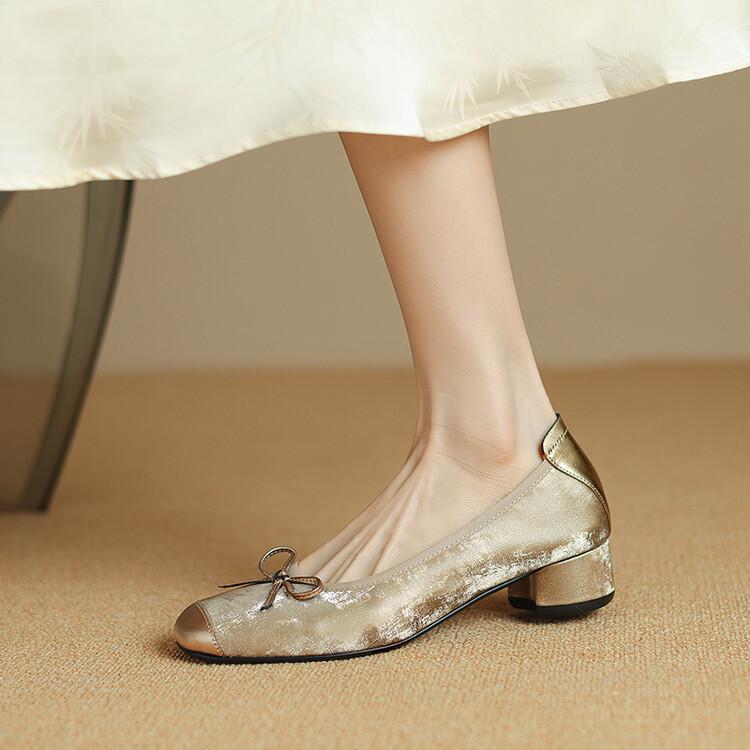 パンプス レディース バレーシューズ 平ったいシューズ チャンキーヒール 太踵 置き目踵 ラウンドトゥ 革 牛皮 パステル色の 履き分かりやすい 歩き分かりやすい 疲れにくい 一方ならずない 一方ならずならない 心地好い フォーマル 通い用 通学用 普段履き 普段使い走り 上