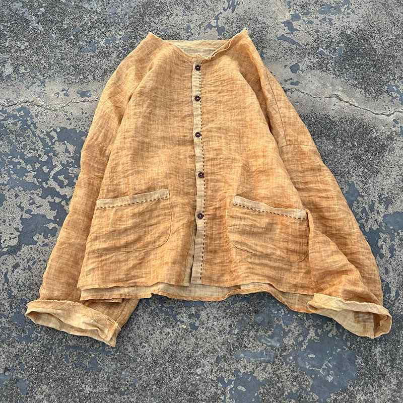 上衣 レディース 気が大きい大きさ ゆったり 体型押しかぶせる 着痩せ 細押し出し 土手っ腹あたり近所 手を加える 長袖 心地よい リネン 麻 自然的 アウター 厚地の外套 厚地の外套 羽織り ライトアウター トップス 砂洗 生あたたかい たわい無い 防寒 通い 普段使い走り レトロ 読みもの風 年月