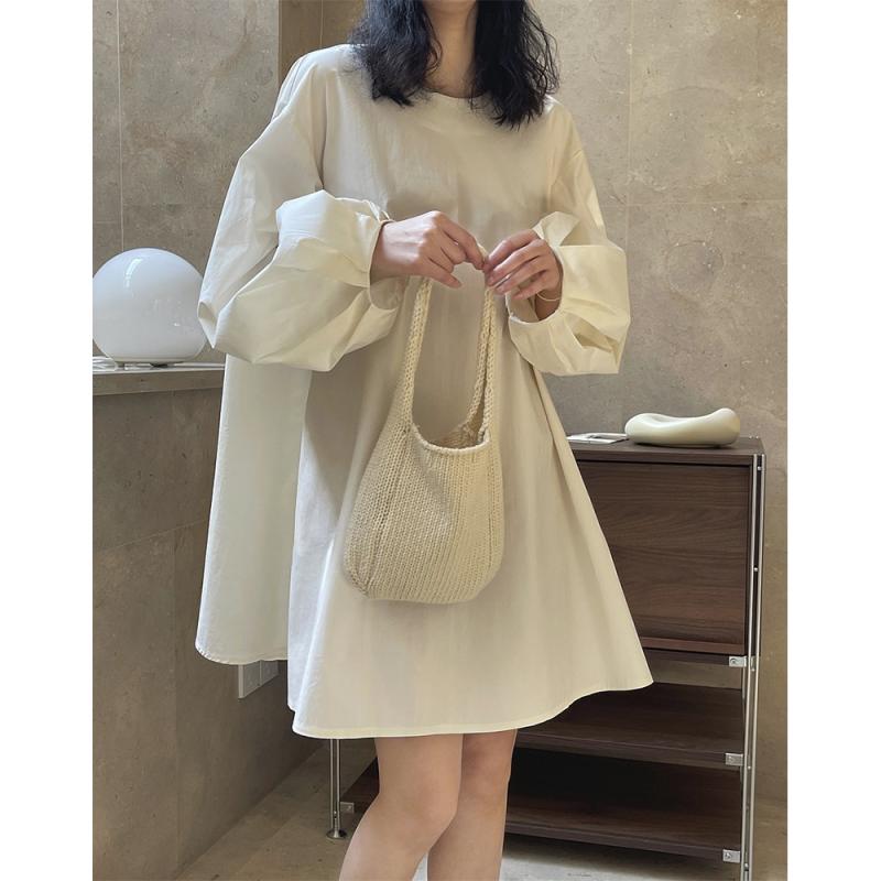 衣裳 レディース 春夏 表着 膝丈 A伝達ルート 太陽フレア ゆったり 半袖 パフ衣袂 軽気球袖 丸首 労働者の一団のど首 無地 体型取りまかなう 着痩せ 細見せかけ 大層らしい大きさ お座敷着 普段使い走り 会う約束 心地よい 旅する 愛くるしい 綿 麻