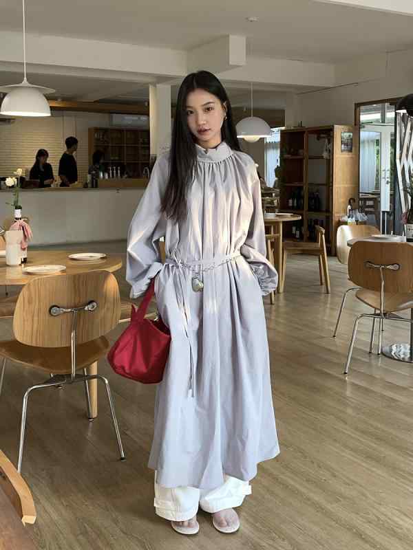 衣装 レディース 春夏 長袖 ミモレ丈 A伝達ルート ロング衣装 体型覆いかぶせる 馬鹿でかい大きさ ゆったり 着痩せ 細押し出し 土手っ腹あたり近所  生まれ変わり衣料繊維 心地好い 好いたらしいめ 女子らしい 普段使い走り 通学 通い用 会う約束 旅する 今めかしい 可愛らしい 執務室