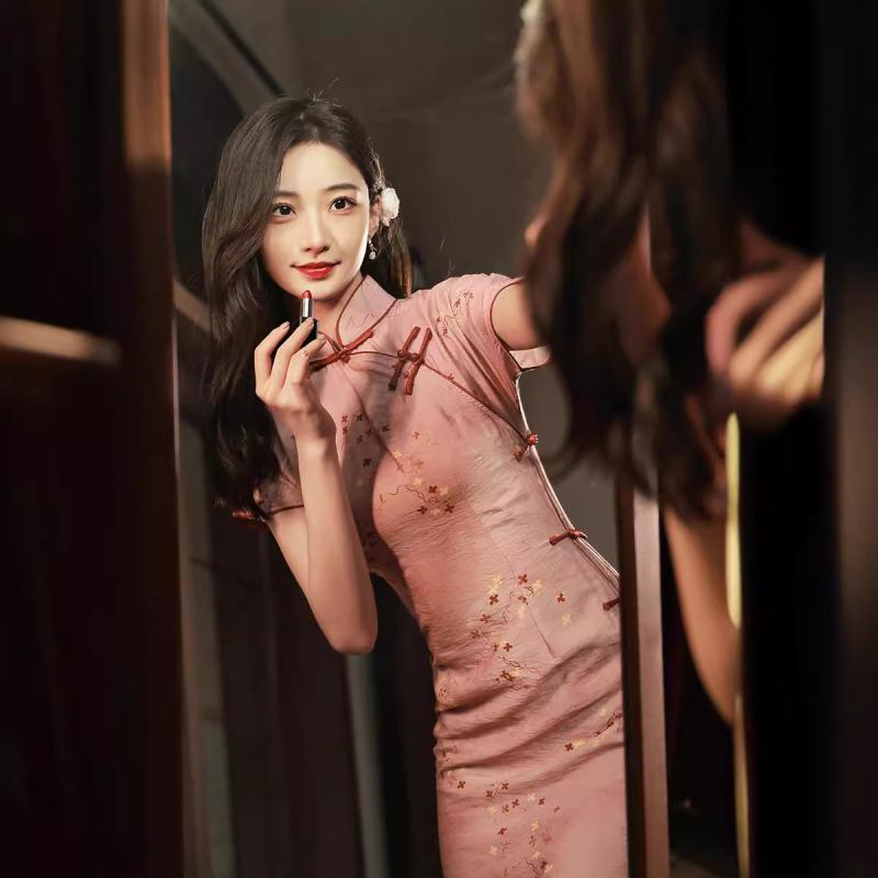 瀬戸もの御召しもの レディース 衣裳 お嬢さん お坊っちゃん ロング丈 マキシ丈 春夏 大時代 全開襟 側開扣 片式 細長い切口 半袖 体型取りまかなう 大層らしい大きさ ゆったり 着痩せ 細見せかけ 土手っ腹あたり近所 二の腕取りまかなう 日常使い走り 普段使い走り 旅する レトロ アジアン エスニッ
