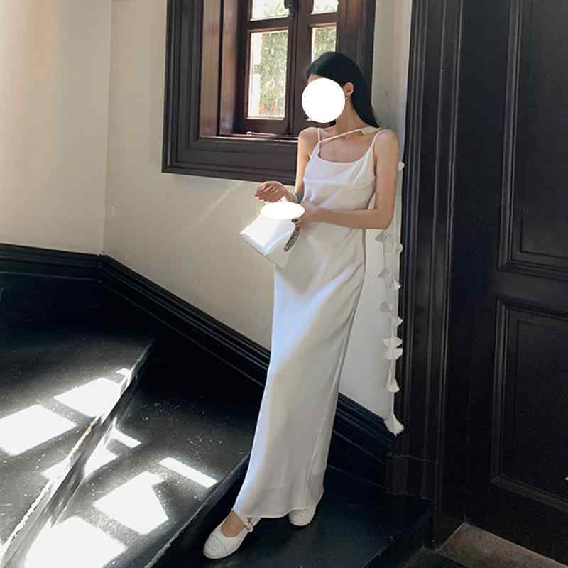 衣裳 レディース 御召しもの ロング衣裳 吊りスコート マキシ丈 キャミソールワンピ ノースリーブ 膝下 繻子 調 シュロの葉 後ろ側あき 露背 華燭の典 華燭の典 二次会 寄り合い 告げ知らせる会 A伝達ルート きつい か細い 酉の方角見澄ます 細見え