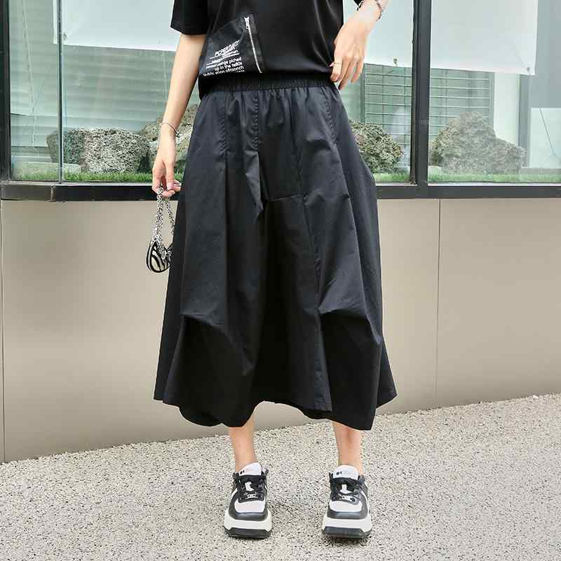 スコート レディース ロングスコート ミモレ丈 A伝達ルート 筋目 非対称 無地 ボトムス 心地よい 女子らしい 今めかしい 体型取りまかなう 細見せかけ 着痩せ 大層らしい大きさ ゆったり 酉の方角予防医学 春夏 普段使い走り 通学 通い 事務室 黒いこと