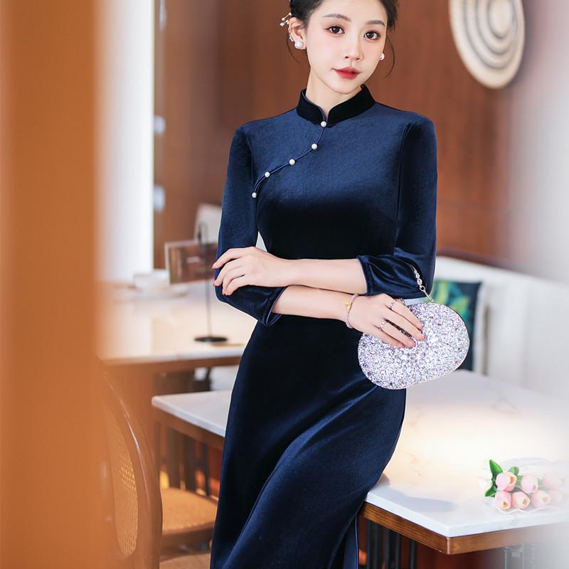 瀬戸もの御召しもの レディース 秋冬 ロング丈 ミモレ丈 天鵞絨 天鵝絨 無地 長袖 日常使い走り 普段使い走り 旅する 寄り合い お呼ばれ 雅びやか  吸いつける的 伸縮性 か細い 細見せかけ 着痩せ 美脚 大層らしい大きさ 大きめ 大きさ 体型取りまかなう 土手っ腹あたり近所 二の腕取りまかなう