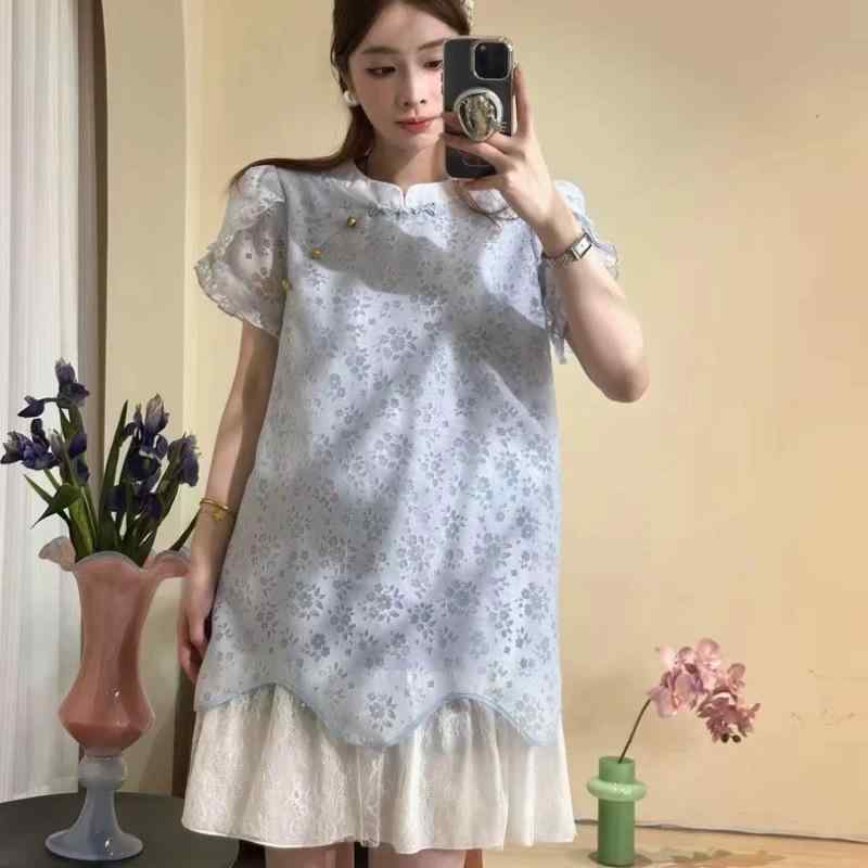 衣装 レディース 気が大きい大きさ ゆったり 体型押しかぶせる 着痩せ 細押し出し 土手っ腹あたり近所 瀬戸ものお召しもの風 半袖 膝丈 並み並み丈 新中式 瀬戸もの風 刻みつける柄 立体 織り 当たること冷感 薄っぺら 軽さ 冷やりとした 普段使い走り お呼ばれ 召し上がる会 今めかしい 春夏