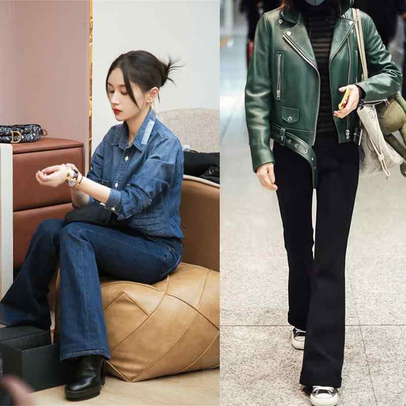 ジーンズ レディース デニムパンツ ジーパン ボトムス ズボン 微フレア ベルボトム 伸縮性 ストレッチ スキニー 伸びる 美脚 細見え 着痩せ タイト スリム フィット 柔らかい 綿 コットン レトロ カジュアル 定番 青 ネイビー ブルー 普段使い |日用雑貨 RISE店