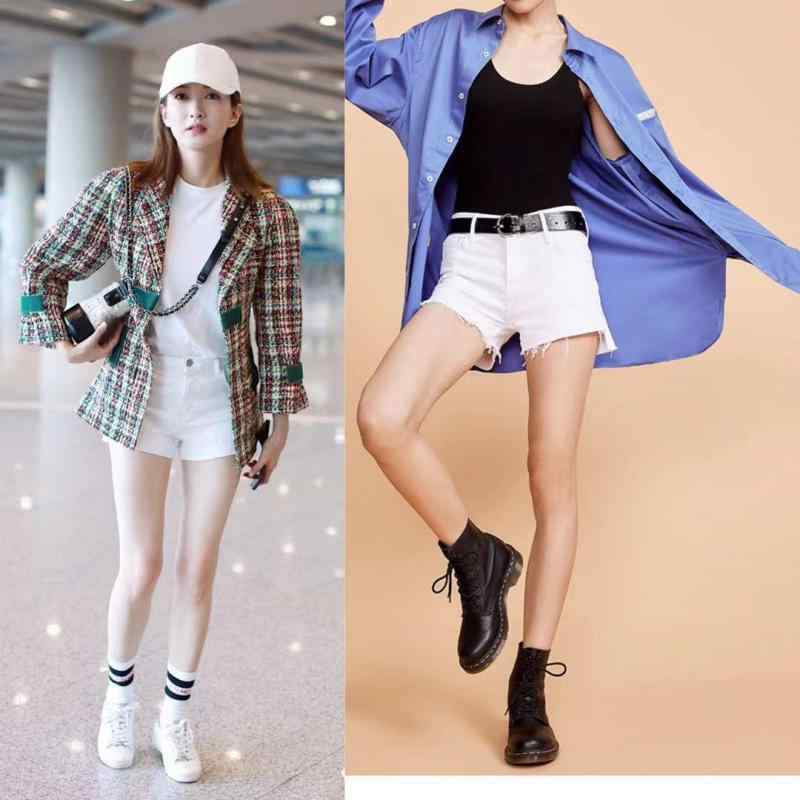 ショートパンツ レディース デニム 短パン ショーツ ジーンズ ジーパン ハイウエスト 切り替え ボトムス ズボン 女性用 伸縮性 ストレッチ フリンジ 裾フリンジ カットオフ 普段使い デイリー 通勤 通学 ホワイト 白色|日用雑貨 RISE店