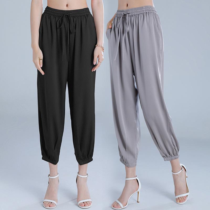 パンツ レディース サルエルパンツ テーパードパンツ ハーフパンツ 九分丈 ボトムス シルク 絹 桑蚕糸 タウン カジュアル 接触冷感 涼しい 軽量 薄手 伸縮性 ウエストゴム 無地 ルームウェア 体型カバー ゆったり 楽ちん 大きいサイズ 細見え｜日用雑貨　RISE店