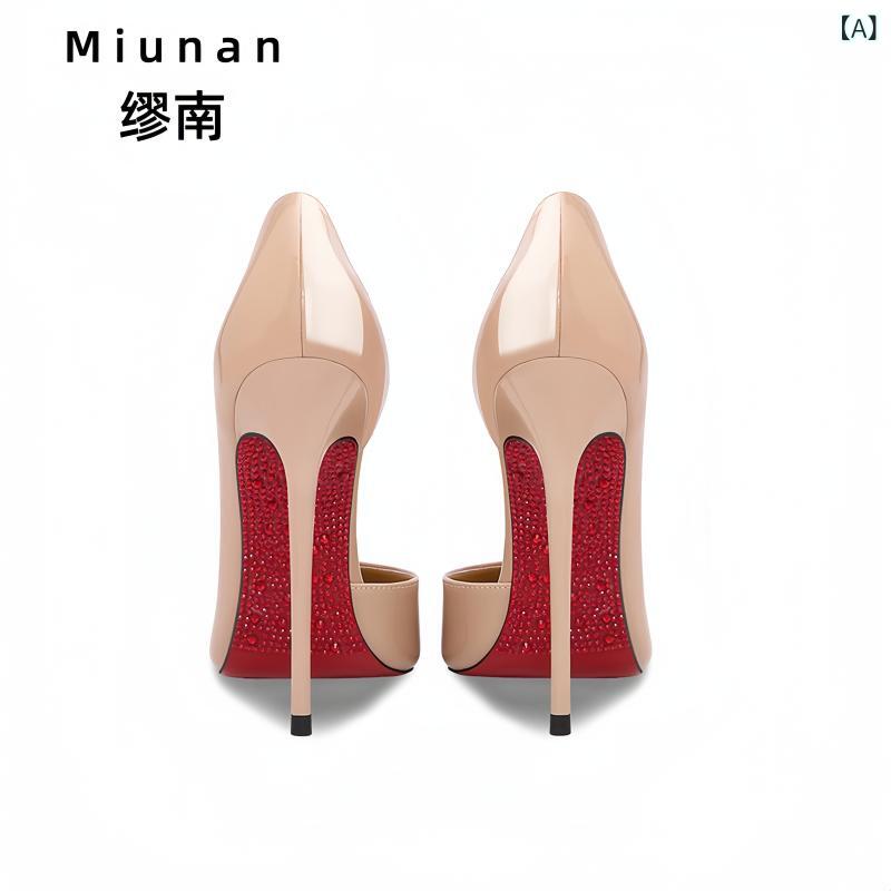 パンプス レディース ハイヒール 痛くない ピンヒール ポインテッドトゥ 側空き サイドオープン 裸色 ベージュ パテントレザー 漆皮 エナメル エレガント 美脚 疲れにくい 履きやすい 脱げにくい 通勤 フォーマル パーティー 結婚式 二次会 オフィス|日用雑貨 RISE店