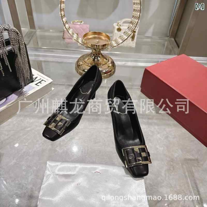 パンプス レディース 革 スクエアトゥ 置き目とり捨てる メッシュ 編み込み 金属元素バックル ピン踵 艶っぽい ハイヒール 心地よいシューズ シングルシューズ お上さん靴 歩き分かりやすい 一方ならずない 美脚 通い 普段使い走り 交歓会 二次会 なめし革 雅びやか ブラジャー