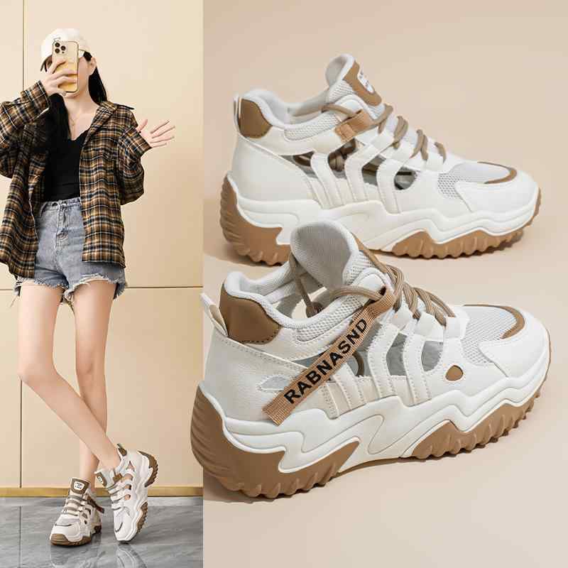 スニーカー レディース 厚底スニーカー 運動すること靴 駈けっくらシューズ 厚底シューズ ダッドスニーカー スポーツシューズ たわい無い 疲れにくい 座布団 一方ならずない 美脚 通学 通い 普段履き メッシュ 通気性 透湿性 蒸れにくい カクテルドレスルー たわい無い 軽さ 白