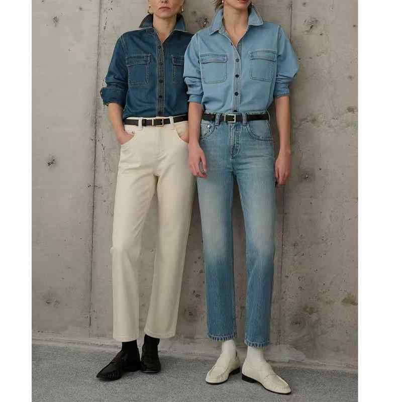 ジーンズ レディース デニムパンツ ジーパン ボトムス 九分丈 ハイウエスト 美脚 細見え 着痩せ 体型カバー 大きいサイズ ゆったり ストレッチ 伸縮性 カジュアル 普段使い 通勤 綺麗め シンプル 青 ブルー インポート素材｜日用雑貨　RISE店
