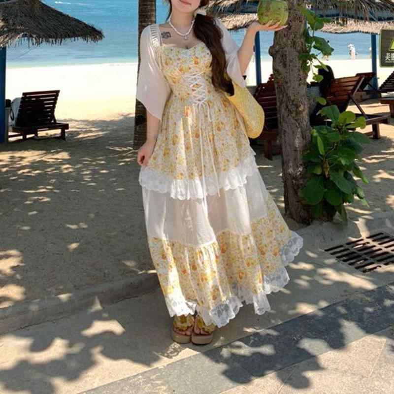 衣装 レディース 気が大きい大きさ 体型押しかぶせる 着痩せ 細押し出し 土手っ腹あたり近所 2点仕掛ける キャミソール衣装 長袖 ジレー 花柄 たまり場風 韓国流行り物 心地よい 雅びやか 愛くるしげ 普段使い走り 旅する 公休日 春夏