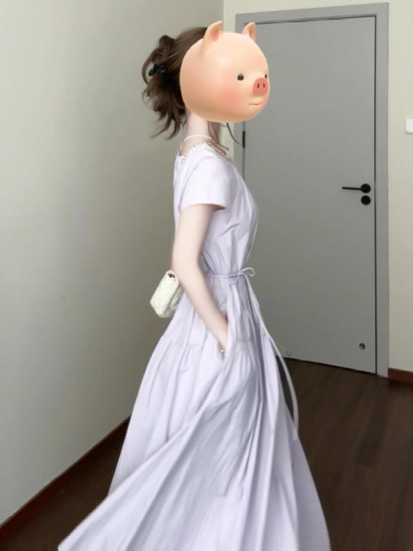 衣装 レディース 半袖 ロング丈 A生産ライン マキシ衣装 紫 パープル 春夏 当たること冷感 薄っぺら 冷やりとした 体型押しかぶせる 気が大きい大きさ ゆったり 着痩せ 細押し出し 土手っ腹あたり近所 二の腕押しかぶせる 普段使い走り 通い用 旅する たまり場 公休日 会う約束 心地よい 好いたらしい