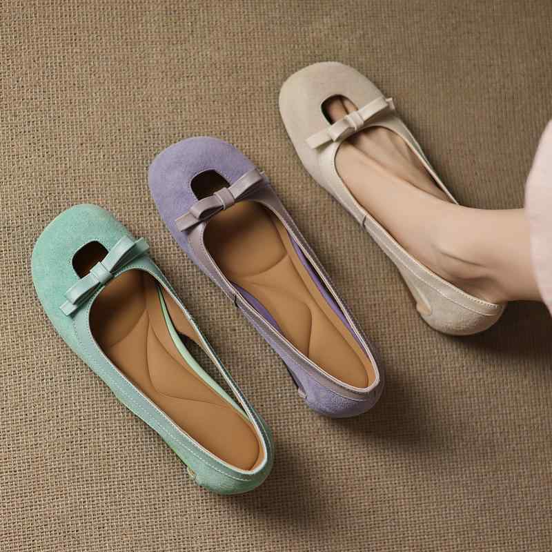 パンプス レディース マカロンカラー 蝶結び 革 ラウンドトゥ 厚底 インヒール 中ヒール ローファー 走れる 通勤用 普段使い 軽量 柔らかい 美脚 体型カバー ゆったり 大きいサイズ 細見え 春色 パステルカラー 上品 高級感 オフィス カジュアル｜日用雑貨　RISE店