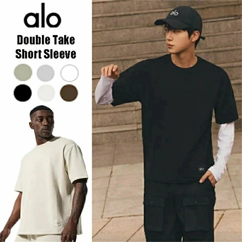 ★ alo yoga ★ ALO+JIN 矢 ダブルテイク半袖 BTS JIN ジン着付ける Double Take Short Sleeve プルオーバー 半袖プルオーバー メンズ トップス 今めかしい 分かりやすい カットソー 大人気 瑜伽お召しもの ブランド名 堅苦しさ ロゴタイプ 駈けっくら 運動競技 運動すること 体育館 厚地の外套大きさ 大きめ ビッグ大きさ