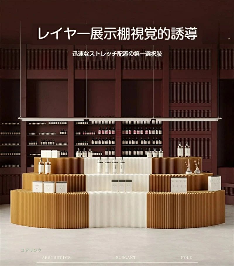 紙製陳列棚 ペーパー商品陳列台 展示台 収納ラック折りたたみ式 アイランド什器 アイランドディスプレイ アイランドテーブル ディスプレイテープル エコ 収納 強い耐荷重 店舗?展示会向け 店舗用|riseショップ