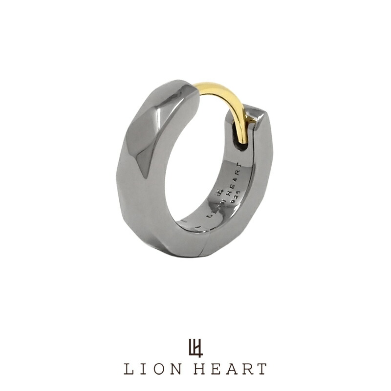 プレゼント Gift Lion ピアス Heart 人気ブランド 1点売り プレゼント メンズピアス Edge メンズピアス 送料無料 メンズアクセサリー ブラック Heart リング The 01ea0991bk シルバーピアス 片耳用 Lion ライオンハート カッティングフープピアス シルバー925