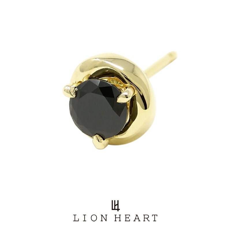 ライオンハート Modern ピアス ポイント10倍 Petite スタッドピアス K10ゴールド ブラック 01ea0313bk Lion Lion メビウス メビウス Heart 誕生日 Heart 石 10金ピアス 18金ポスト 2way 1点売り 片耳用 誕生日 プレゼント ギフト 送料無料 メンズピアス 人気