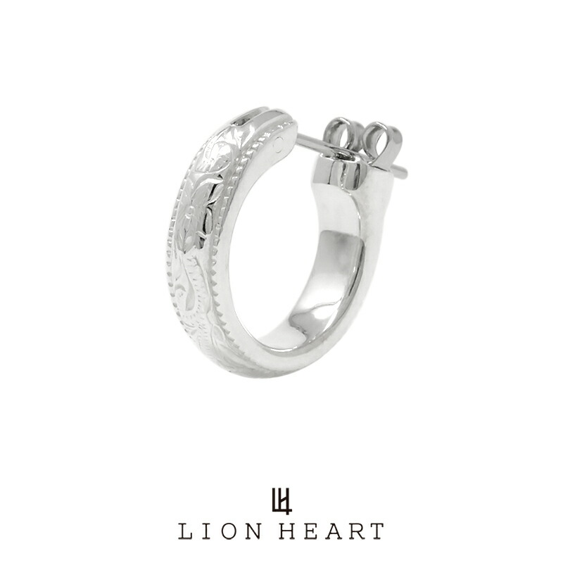 ライオンハート I 1ea135a0sv 1点売り Heart Lion Engrave Will エレガンスヘリテイジ クロッシングピアス サージカルステンレスポスト シルバー925 フープピアス ブランド プルメリア プレゼント メンズ 片耳用 誕生日 送料無料 モデル着用 注目アイテム Will