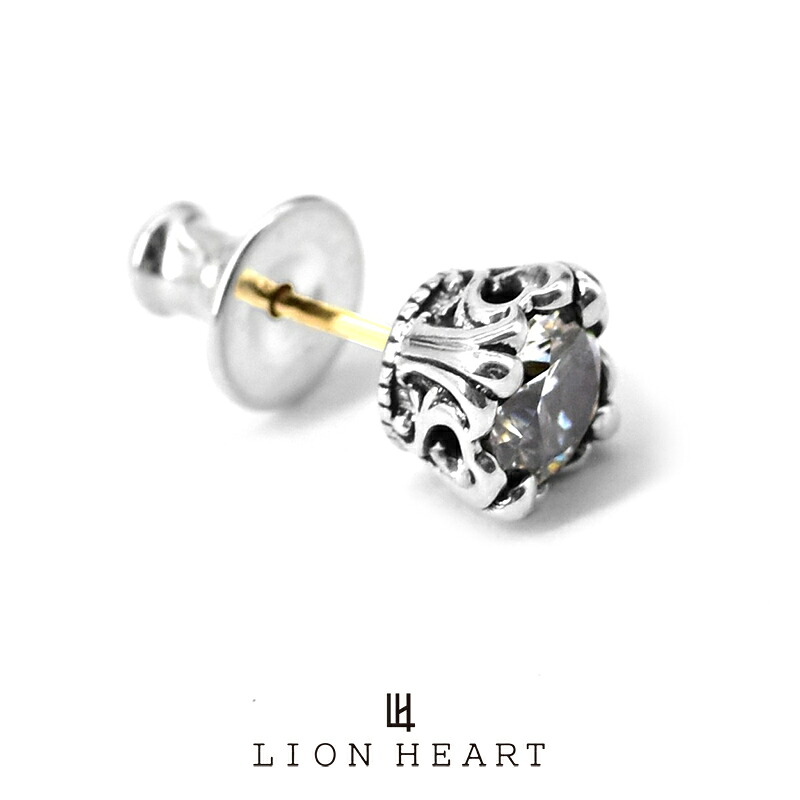 ライオンハート HOWL ロイヤルクラウン スタッズ ピアス クリアジルコニア シルバー925 1EA158B0CL LION HEART メンズ 男性 K18イエローゴールド 1点売り 片耳用 ブランド プレゼント ギフト