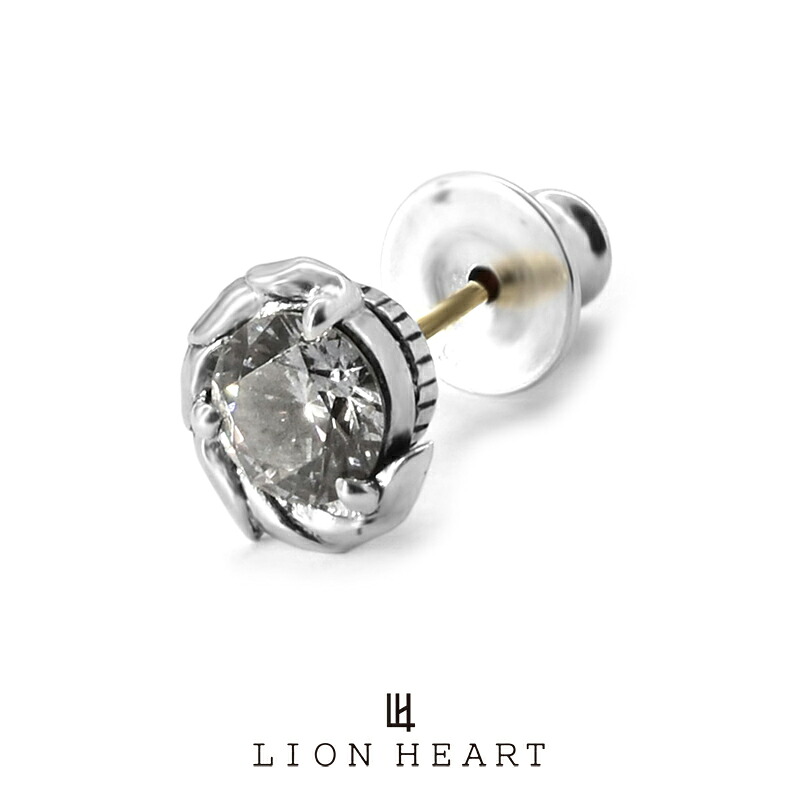 ライオンハート HOWL タテガミサイド スタッズ ピアス シルバー925 (シルバー&times;クリアキュービック) 1EA162B0CL LION HEART メンズ 男性 K18ゴールドポスト 1点売り 片耳用 ブランド プレゼント ギフト｜メンズアクセサリー Rism Town
